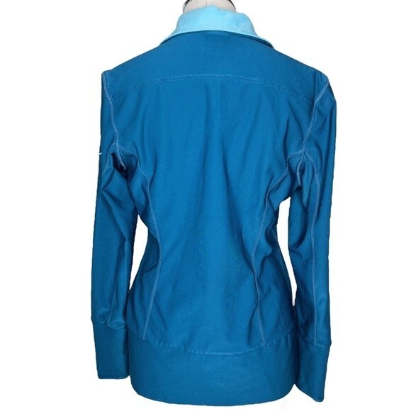 Nike FitDry Full Zip Track Jacket sz M * Long Sleeve Blue Green Aqua Pockets Gym - Picture 3 of 7